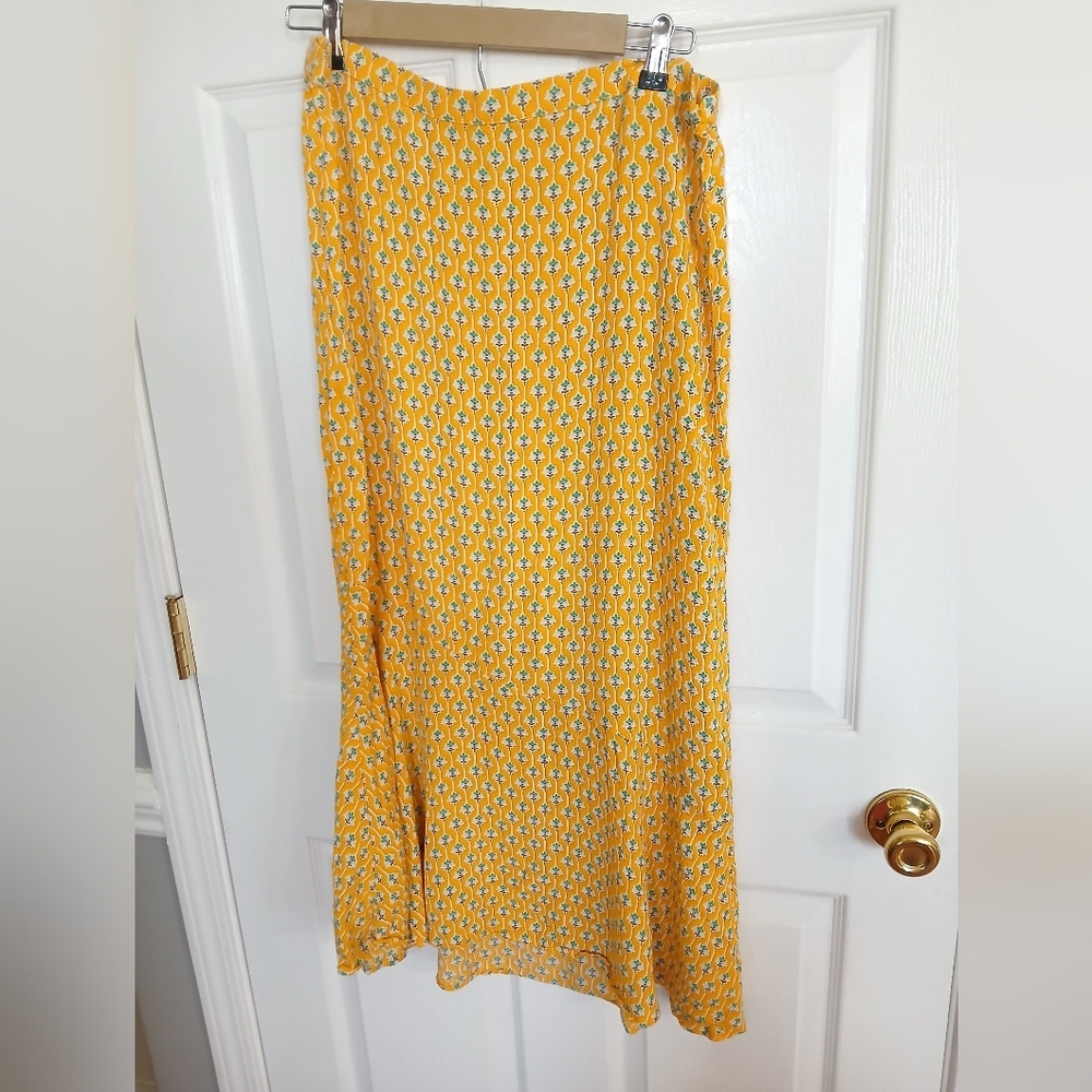 Rhode X Target Dainty Lotus Print Yellow Midi Skirt Cottage Whimsical Floral SzL
